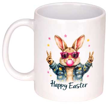 Ceramic Mug With Cool Easter Bunny view 3