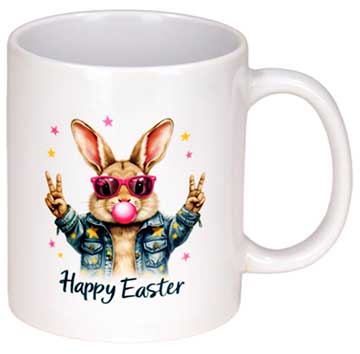 Ceramic Mug With Cool Easter Bunny