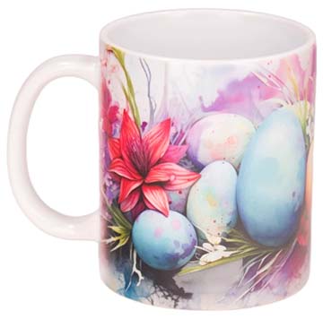 Ceramic Mug With Easter Eggs and Flowers view 3
