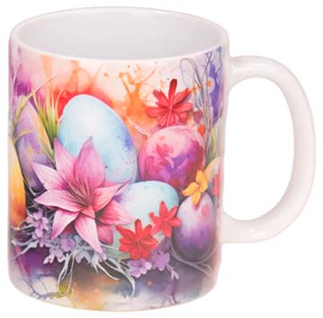 Ceramic Mug With Easter Eggs and Flowers