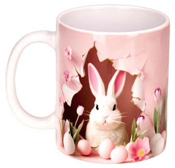 Ceramic Mug with Pink Easter Bunny view 3