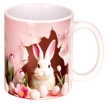 Ceramic Mug with Pink Easter Bunny